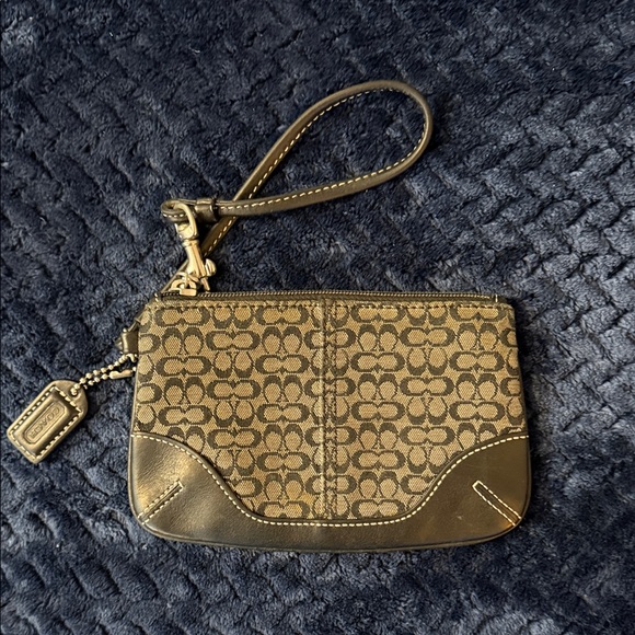 Coach Signature Brown Wristlet - Picture 1 of 6